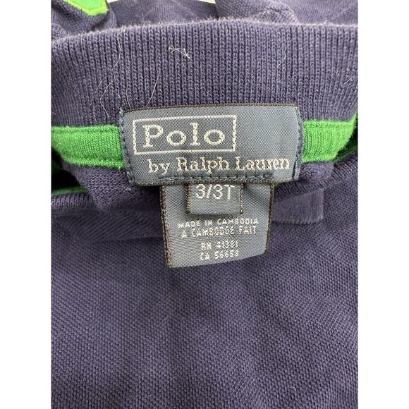Polo Ralph Lauren Boys Polo Size 3/3T Blue Short Sleeve Navy Yellow USA Pony VTG - Picture 4 of 9